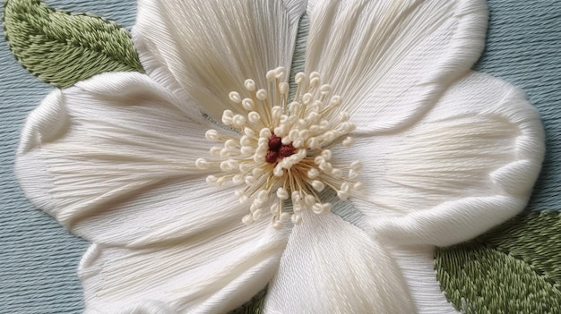 haft na płótnie z motywem kwiatowym